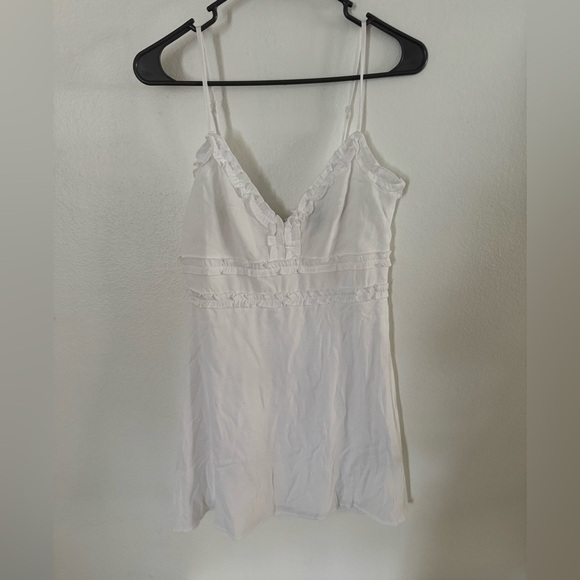 Trixxi White Mini Dress Sz S Spaghetti Strap Fit & Flare Summer Sundress Ruffle - Picture 1 of 6